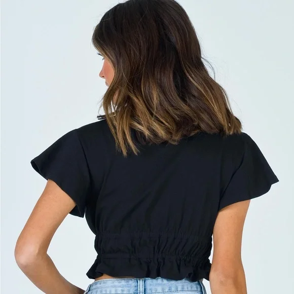 NWOT Princess Polly US 0 Jamison Reid Crop Top Black - Picture 2 of 14